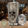 Camellia Personalized Metal Skull Skeleton Stainless Steel Tumbler - Double-Walled Insulation Travel Thermal Cup With Lid