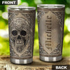 Camellia Personalized Metal Skull Skeleton Stainless Steel Tumbler - Double-Walled Insulation Travel Thermal Cup With Lid