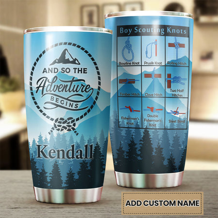 Camellia Personalized And So The Adventure Begins Boy Scouts Stainless Steel Tumbler - Double-Walled Insulation Travel Thermal Cup With Lid Gift For Boy Scouts Teenager