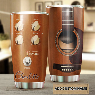 Camellia Personalized 3D Arcoustic Guitar Stainless Steel Tumbler - Customized Double-Walled Insulation M�ic Therma Cup With Lid Gift For Guitarist