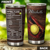 Camellia Personalized Softball Player Nutrition Facts Stainless Steel Tumbler - Double-Walled Insulation Sporty Thermal Cup With Lid Gift For Sport Lover