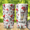 Camellia Personalized Skull Wearing Santa Hat Merry Christmas Stainless Steel Tumbler - Double-Walled Insulation Thermal Cup With Lid Gift For Xmas Holiday