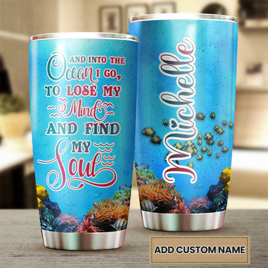 Camellia Personalized 3D Into Ocean I Go Lose My Mind Find My Soul Stainless Steel Tumbler - Customized Double-Walled Insulation Travel Therma Cup With Lid