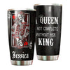 Camellia Personalized Skull Queen Not Complete Without Her King Stainless Steel Tumbler - Double-Walled Insulation Travel Thermal Cup With Lid Gift For Valentines Day Couple