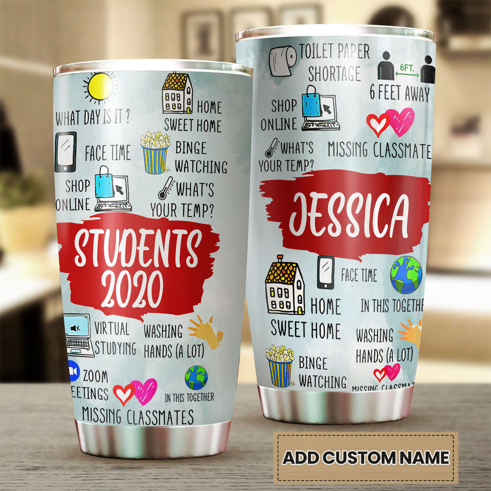 Camellia Personalized 3D Students Of 2020 Stainless Steel Tumbler - Customized Double-Walled Insulation Back To School Therma Cup With Lid