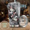 Camellia Personalized Skulls Wearing King Crowns Card Stainless Steel Tumbler - Double-Walled Insulation Travel Thermal Cup With Lid