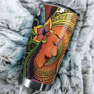 Camellia Personalized Hippie Afro Girl Graphics Stainless Steel Tumbler - Double-Walled Insulation Travel Thermal Cup With Lid Gift For Girls Birthday