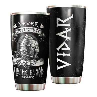 Camellia Personalized Born With Viking Blood Stainless Steel Tumbler - Double-Walled Insulation Travel Thermal Cup With Lid