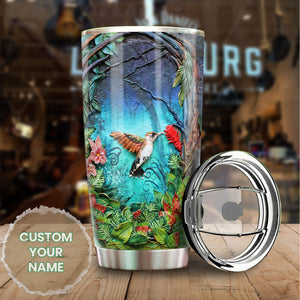 Camellia Personalized Nature Jungle Hummingbird Graphics Stainless Steel Tumbler - Double-Walled Insulation Travel Thermal Cup With Lid For Nature Bird Lover