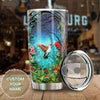 Camellia Personalized Nature Jungle Hummingbird Graphics Stainless Steel Tumbler - Double-Walled Insulation Travel Thermal Cup With Lid For Nature Bird Lover