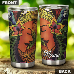 Camellia Personalized Hippie Afro Girl Graphics Stainless Steel Tumbler - Double-Walled Insulation Travel Thermal Cup With Lid Gift For Girls Birthday