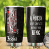 Camellia Personalized Skull Queen Not Complete Without Her King Stainless Steel Tumbler - Double-Walled Insulation Travel Thermal Cup With Lid Gift For Valentines Day Couple