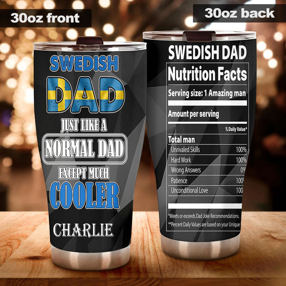 Camellia Personalized Sweden Dad Much Cooler Nutrition Facts Stainless Steel Tumbler - Double-Walled Insulation Travel Thermal Cup With Lid Gift For Dad Father's Day