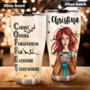 Camellia Personalized Redhead Coffee Girl Christ Forgiveness For Everyone Stainless Steel Tumbler - Double-Walled Insulation Coffee Thermal Cup With Lid Gift For Redhead Girl
