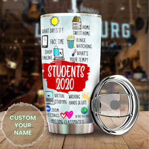 Camellia Personalized 3D Students Of 2020 Stainless Steel Tumbler - Customized Double-Walled Insulation Back To School Therma Cup With Lid
