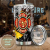 Camellia Personalized 3D Colorful Firefighter Dept Stainless Steel Tumbler - Customized Double-Walled Insulation Therma Cup With Lid Gift For Fireman