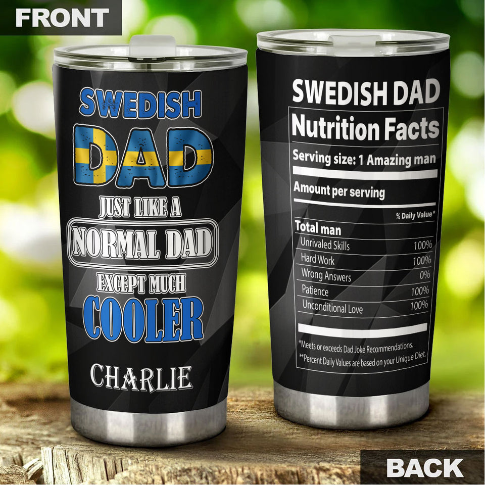 Camellia Personalized Sweden Dad Much Cooler Nutrition Facts Stainless Steel Tumbler - Double-Walled Insulation Travel Thermal Cup With Lid Gift For Dad Father's Day