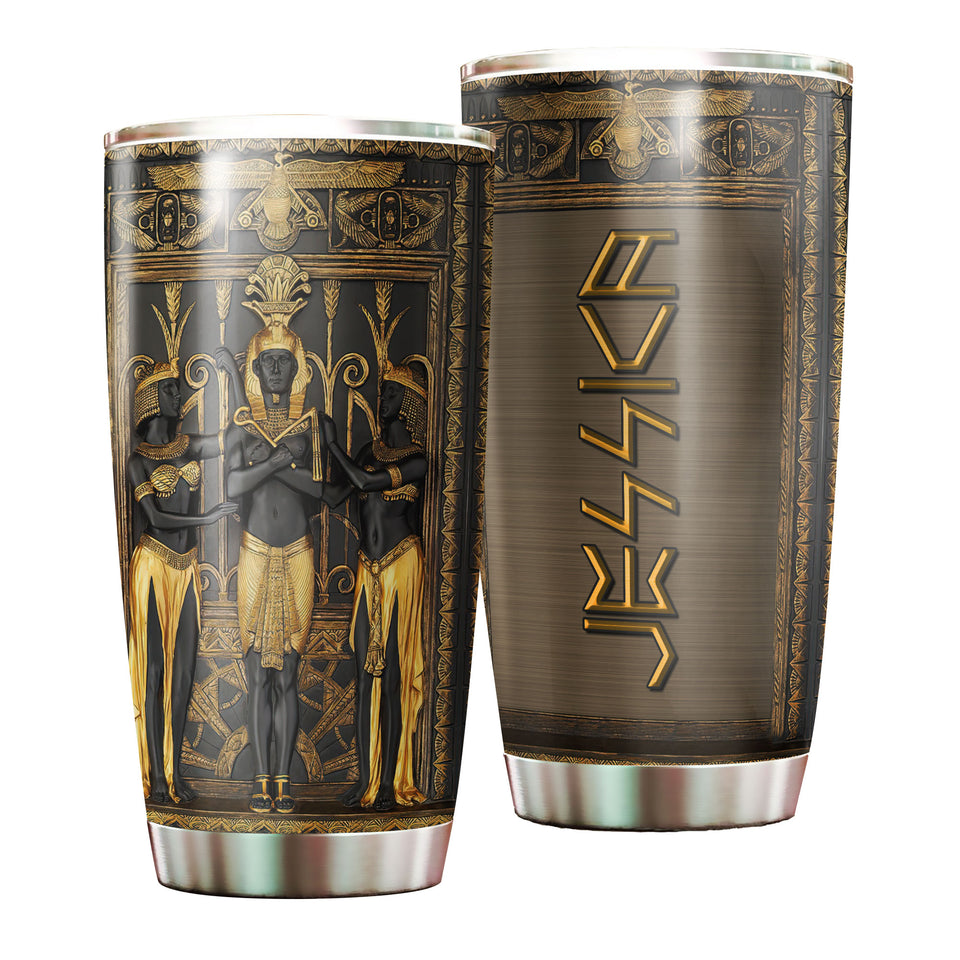 Camellia Personalized Ancient Pharaoh Gods Of Egypt Stainless Steel Tumbler - Double-Walled Insulation Thermal Cup With Lid Gift For Birthday Christmas