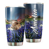 Camellia Personalized Texas Bull Longhorn Flowers Field Nature Graphics Stainless Steel Tumbler - Double-Walled Insulation Travel Thermal Cup With Lid Gift For Texas American