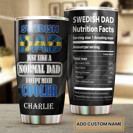 Camellia Personalized Sweden Dad Much Cooler Nutrition Facts Stainless Steel Tumbler - Double-Walled Insulation Travel Thermal Cup With Lid Gift For Dad Father's Day