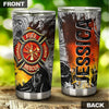 Camellia Personalized 3D Colorful Firefighter Dept Stainless Steel Tumbler - Customized Double-Walled Insulation Therma Cup With Lid Gift For Fireman