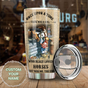 Camellia Personalized Once Upon A Time Girl Who Loved Horses Stainless Steel Tumbler - Double-Walled Insulation Thermal Cup With