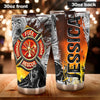 Camellia Personalized 3D Colorful Firefighter Dept Stainless Steel Tumbler - Customized Double-Walled Insulation Therma Cup With Lid Gift For Fireman