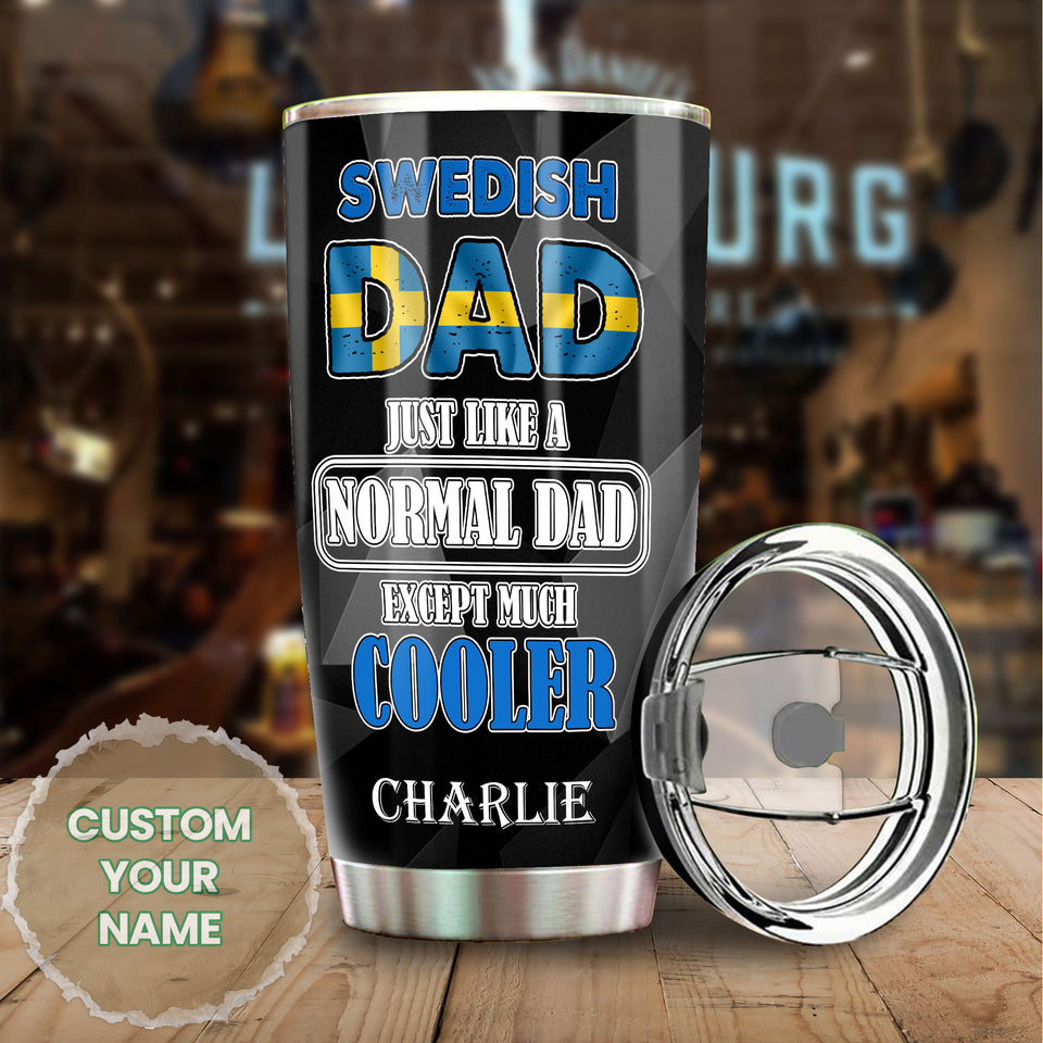 Camellia Personalized Sweden Dad Much Cooler Nutrition Facts Stainless Steel Tumbler - Double-Walled Insulation Travel Thermal Cup With Lid Gift For Dad Father's Day