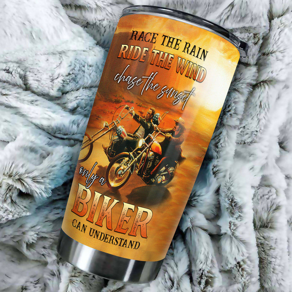 Camellia Personalized Race Rain Ride Wind Only Biker Can Understand Motorcycling Stainless Steel Tumbler - Double-Walled Insulation Thermal Cup With Lid Gift For Biker Men