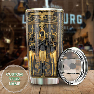 Camellia Personalized Ancient Pharaoh Gods Of Egypt Stainless Steel Tumbler - Double-Walled Insulation Thermal Cup With Lid Gift For Birthday Christmas