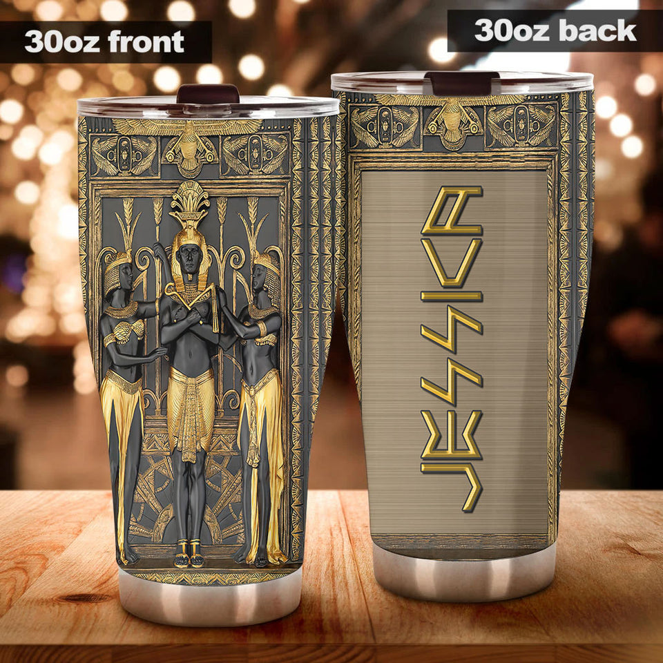 Camellia Personalized Ancient Pharaoh Gods Of Egypt Stainless Steel Tumbler - Double-Walled Insulation Thermal Cup With Lid Gift For Birthday Christmas