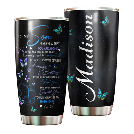 Camellia Personalized Butterfly Jewelry To My Son Motivational Letters Stainless Steel Tumbler - Double-Walled Insulation Thermal Cup With Lid Mom Gift For Son Baby Boy
