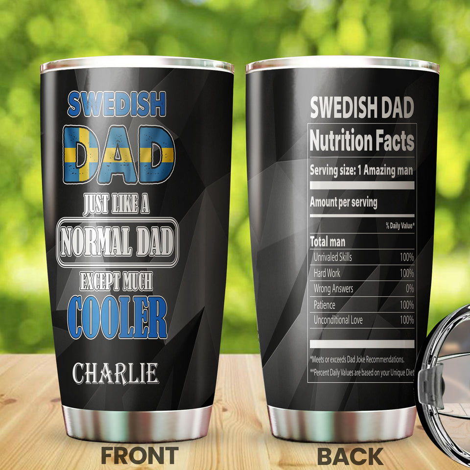 Camellia Personalized Sweden Dad Much Cooler Nutrition Facts Stainless Steel Tumbler - Double-Walled Insulation Travel Thermal Cup With Lid Gift For Dad Father's Day