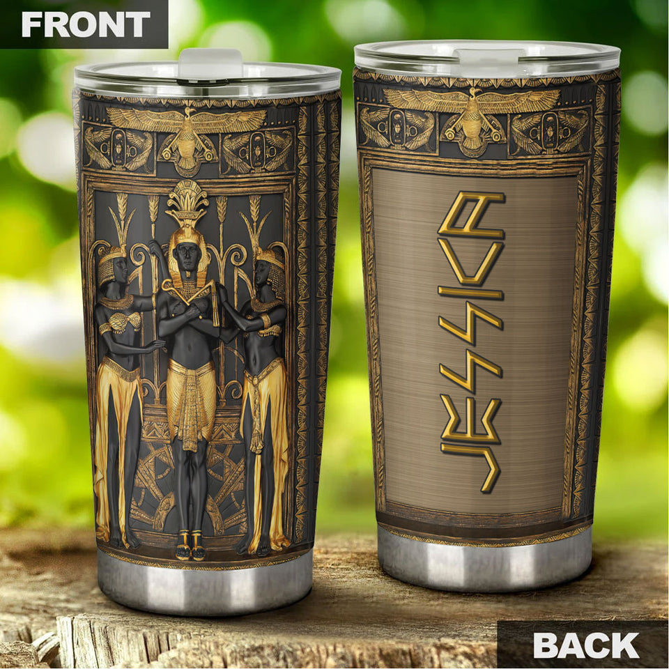 Camellia Personalized Ancient Pharaoh Gods Of Egypt Stainless Steel Tumbler - Double-Walled Insulation Thermal Cup With Lid Gift For Birthday Christmas