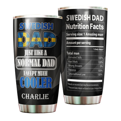 Camellia Personalized Sweden Dad Much Cooler Nutrition Facts Stainless Steel Tumbler - Double-Walled Insulation Travel Thermal Cup With Lid Gift For Dad Father's Day