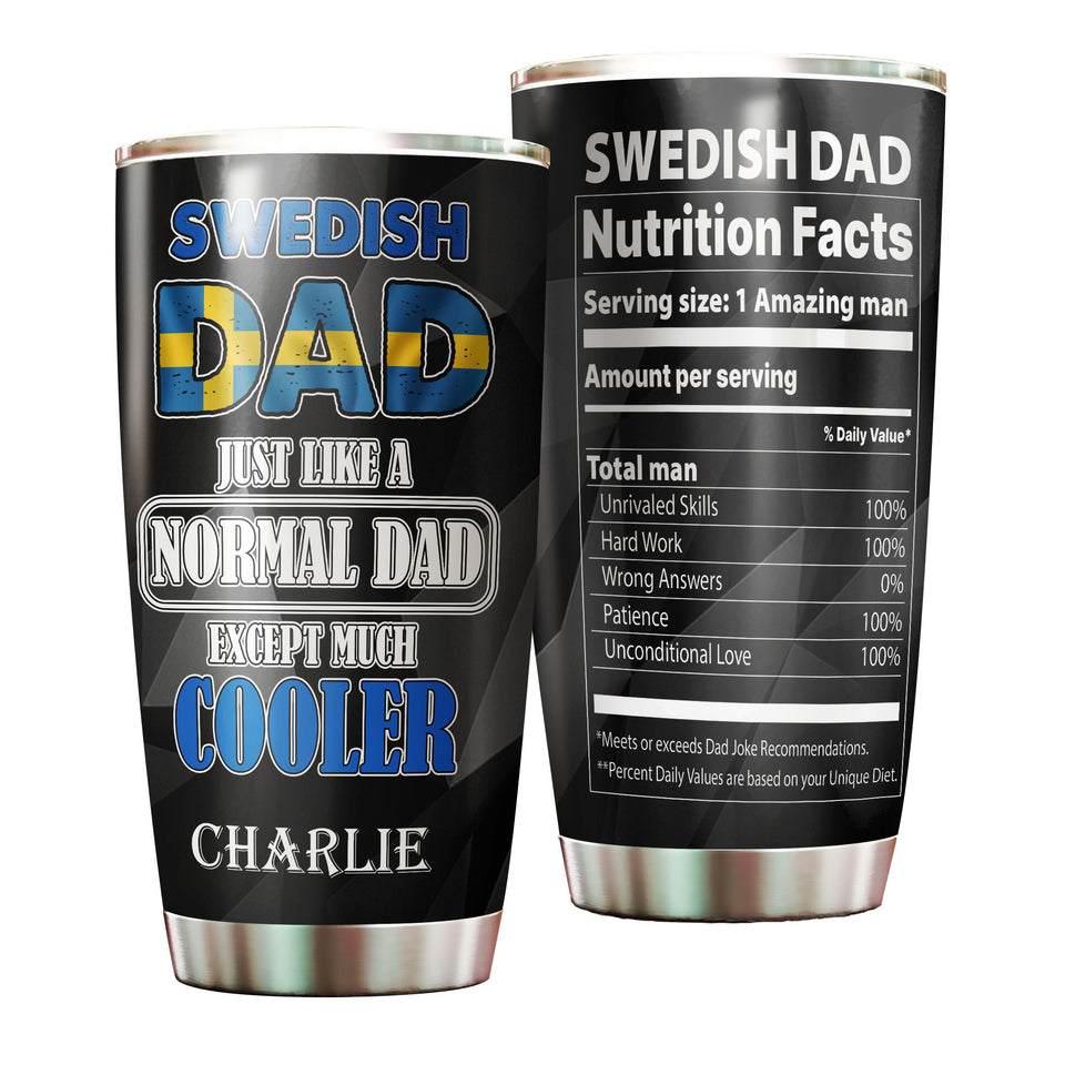 Camellia Personalized Sweden Dad Much Cooler Nutrition Facts Stainless Steel Tumbler - Double-Walled Insulation Travel Thermal Cup With Lid Gift For Dad Father's Day