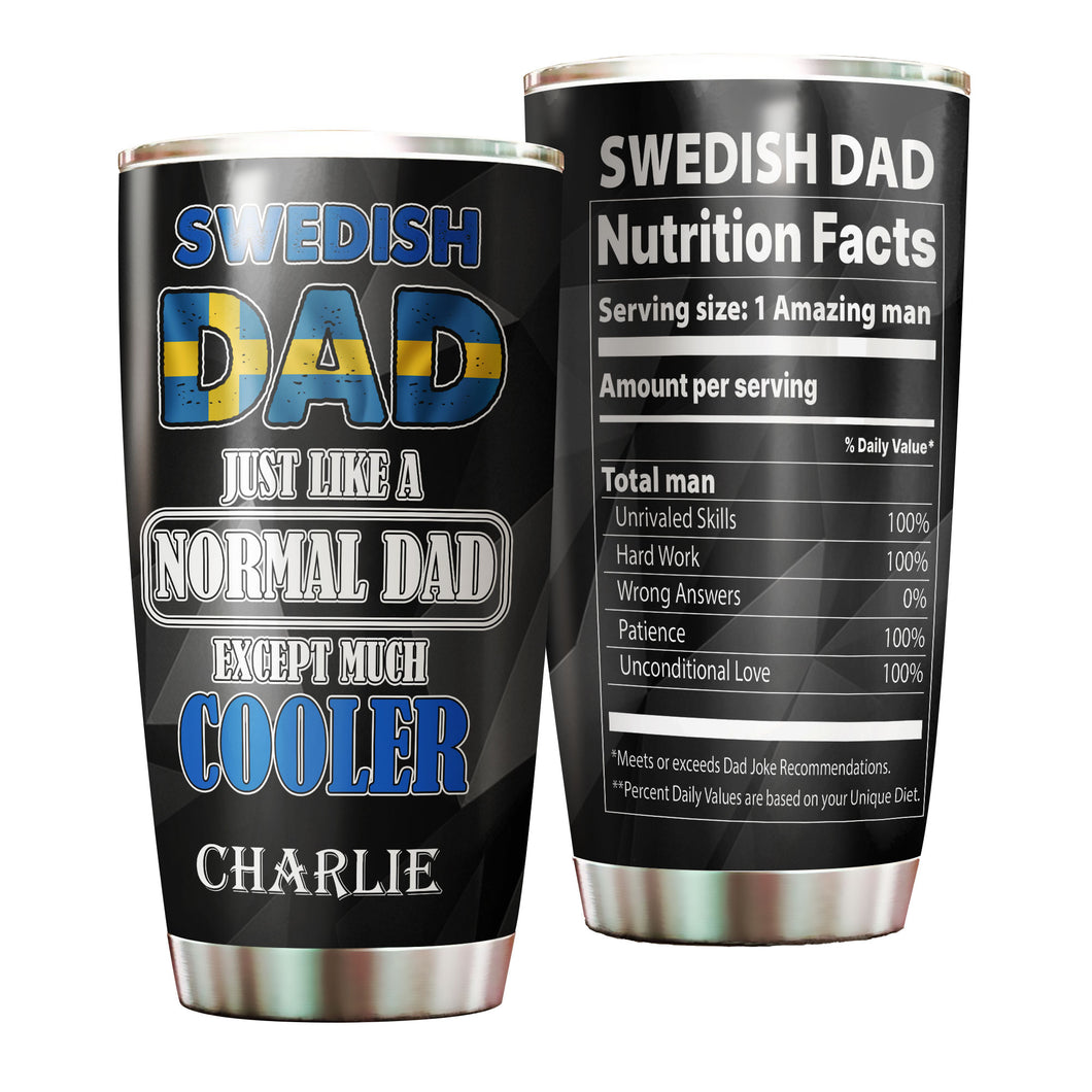 Camellia Personalized Sweden Dad Much Cooler Nutrition Facts Stainless Steel Tumbler - Double-Walled Insulation Travel Thermal Cup With Lid Gift For Dad Father's Day