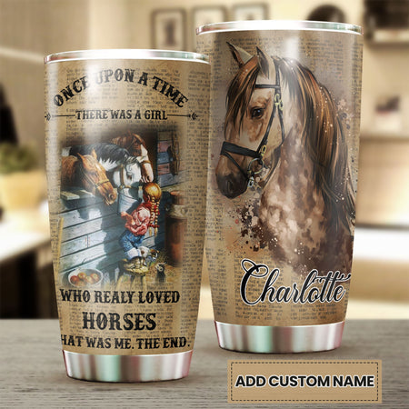 Camellia Personalized Once Upon A Time Girl Who Loved Horses Stainless Steel Tumbler - Double-Walled Insulation Thermal Cup With