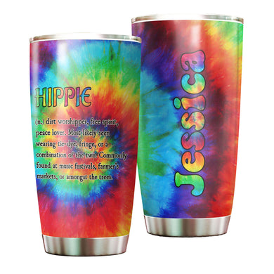 Camellia Personalized Colorful Hippie Definition Free Spirit Peace Lover Stainless Steel Tumbler - Double-Walled Insulation Thermal Cup With Lid Gift For Hipster