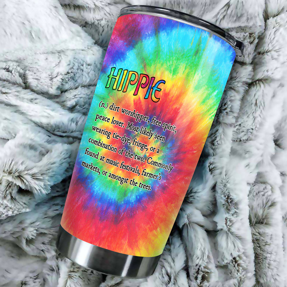 Camellia Personalized Colorful Hippie Definition Free Spirit Peace Lover Stainless Steel Tumbler - Double-Walled Insulation Thermal Cup With Lid Gift For Hipster