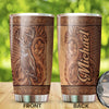 Camellia Personalized Deer Hunting Wooden Style Graphics Stainless Steel Tumbler - Double-Walled Insulation Travel Thermal Cup With Lid Gift For Hunter Hunting Dad Men