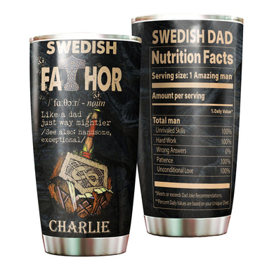 Camellia Personalized Swedish Fathor Definition Way Mightier Viking Nutrition Facts Stainless Steel Tumbler - Double-Walled Insulation Travel Thermal Cup With Lid Gift For Father's Day