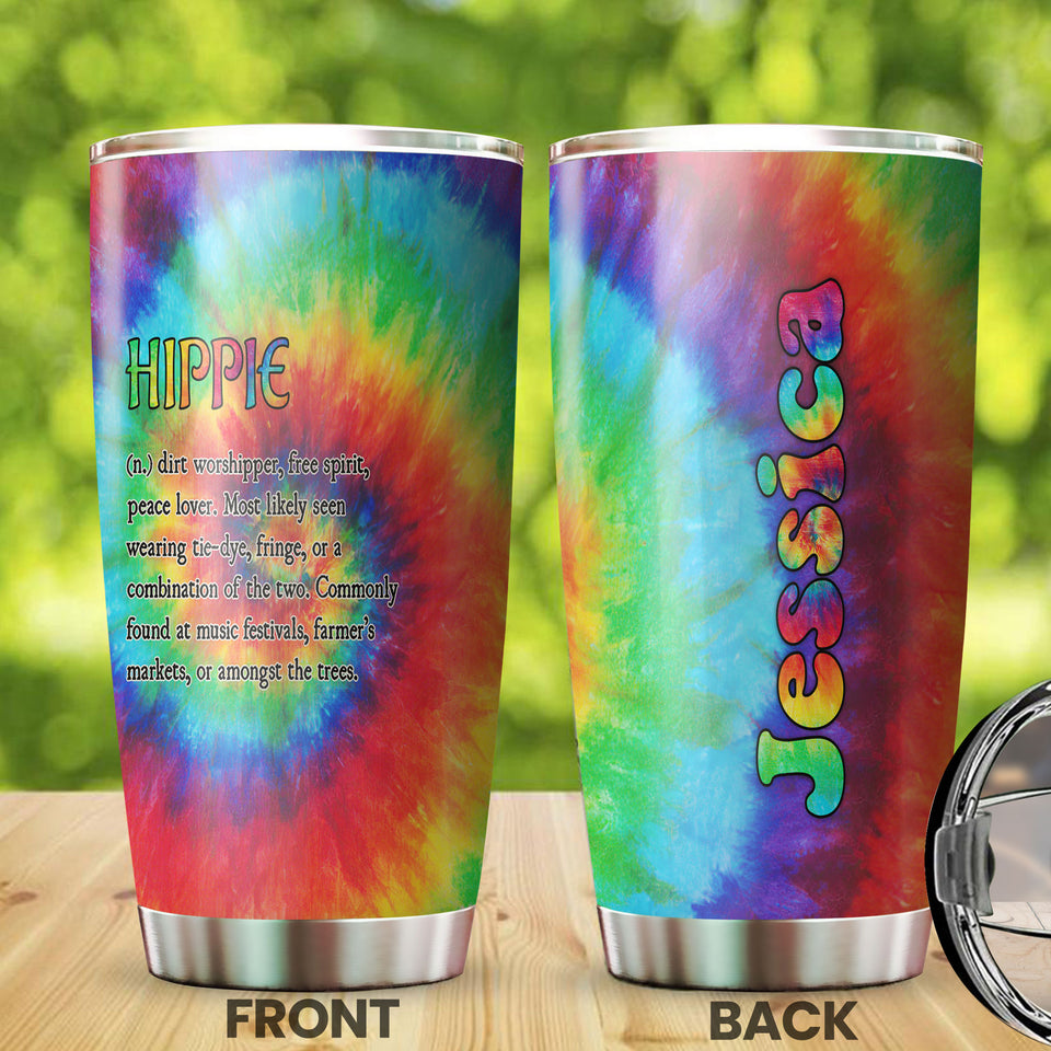 Camellia Personalized Colorful Hippie Definition Free Spirit Peace Lover Stainless Steel Tumbler - Double-Walled Insulation Thermal Cup With Lid Gift For Hipster