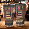 Camellia Personalized Library Books Graphic Stainless Steel Tumbler - Double-Walled Insulation Thermal Cup With Lid Gift For Nerd Reader Librarian