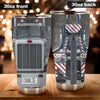 Camellia Personalized Silver Metal Truck Graphics Stainless Steel Tumbler - Double-Walled Insulation Travel Thermal Cup With Lid Gift For Trucker Men Truck Driver