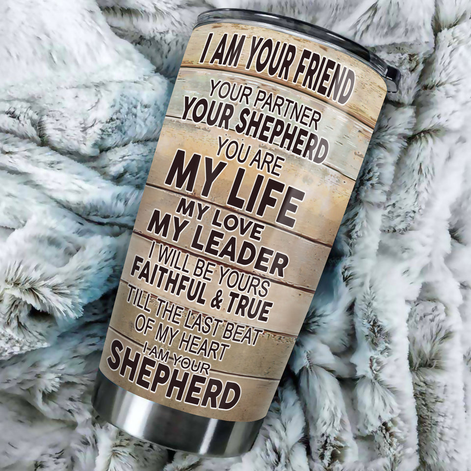 Camellia Personalized German Sherpherd I Am Your Friend Partner Graphics Stainless Steel Tumbler - Double-Walled Insulation Travel Thermal Cup With Lid Gift For Dog Lover Pet