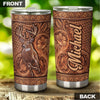 Camellia Personalized Deer Hunting Wooden Style Graphics Stainless Steel Tumbler - Double-Walled Insulation Travel Thermal Cup With Lid Gift For Hunter Hunting Dad Men