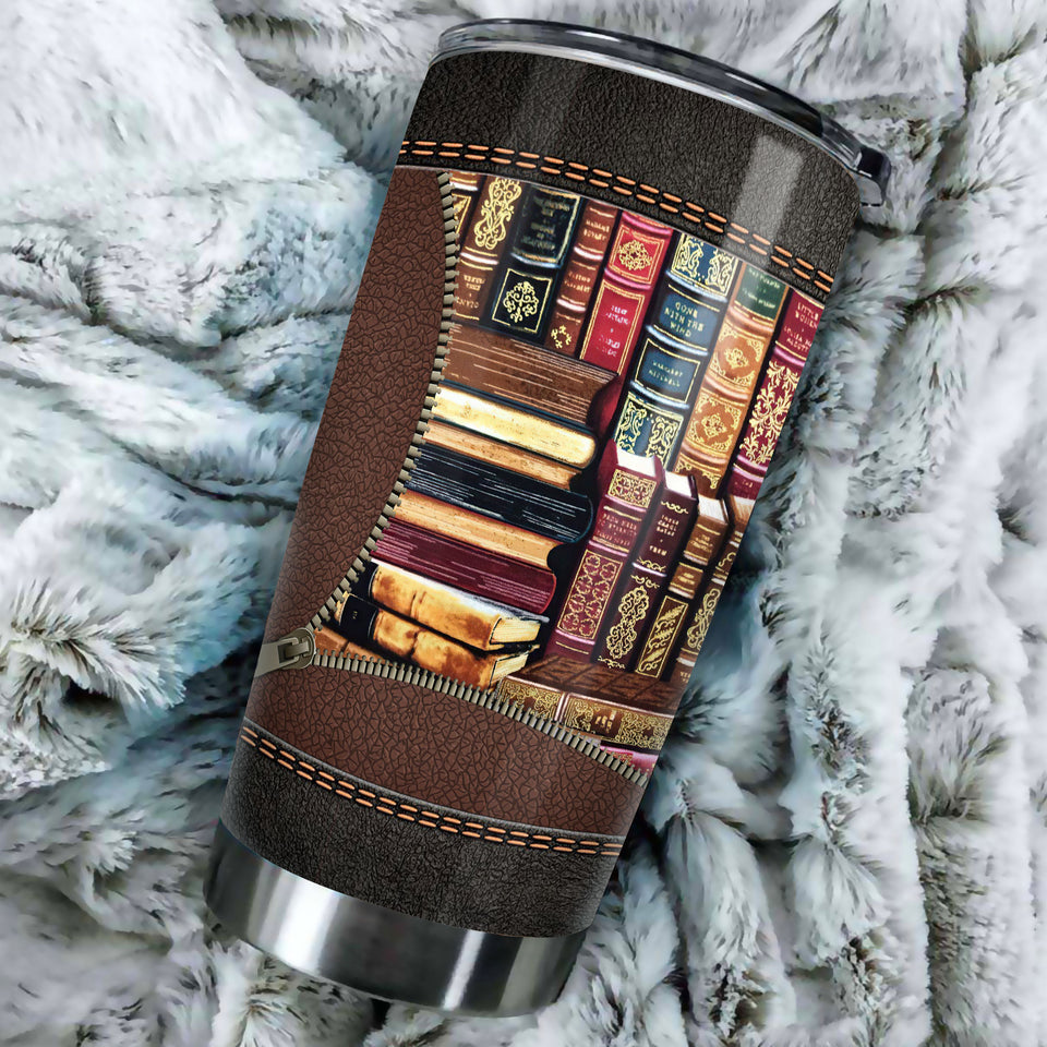 Camellia Personalized Library Books Graphic Stainless Steel Tumbler - Double-Walled Insulation Thermal Cup With Lid Gift For Nerd Reader Librarian