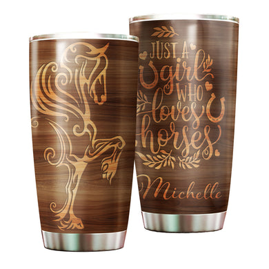 Camellia Personalized A Girl Who Loves Horses Stainless Steel Tumbler - Double-Walled Insulation Thermal Cup With Lid Gift For Horse Lover