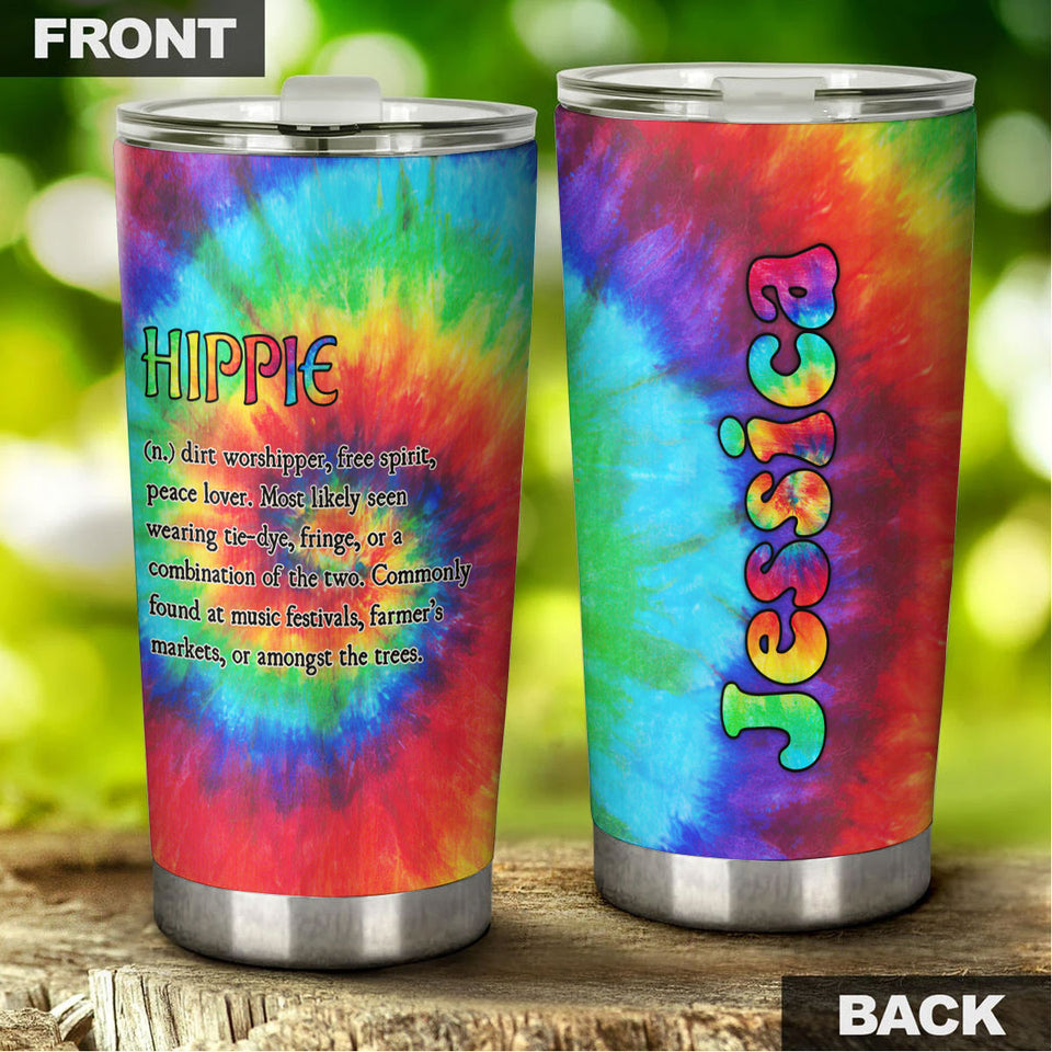 Camellia Personalized Colorful Hippie Definition Free Spirit Peace Lover Stainless Steel Tumbler - Double-Walled Insulation Thermal Cup With Lid Gift For Hipster
